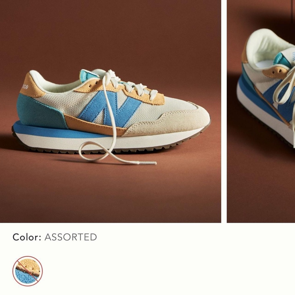 Blue and Tan Sneakers